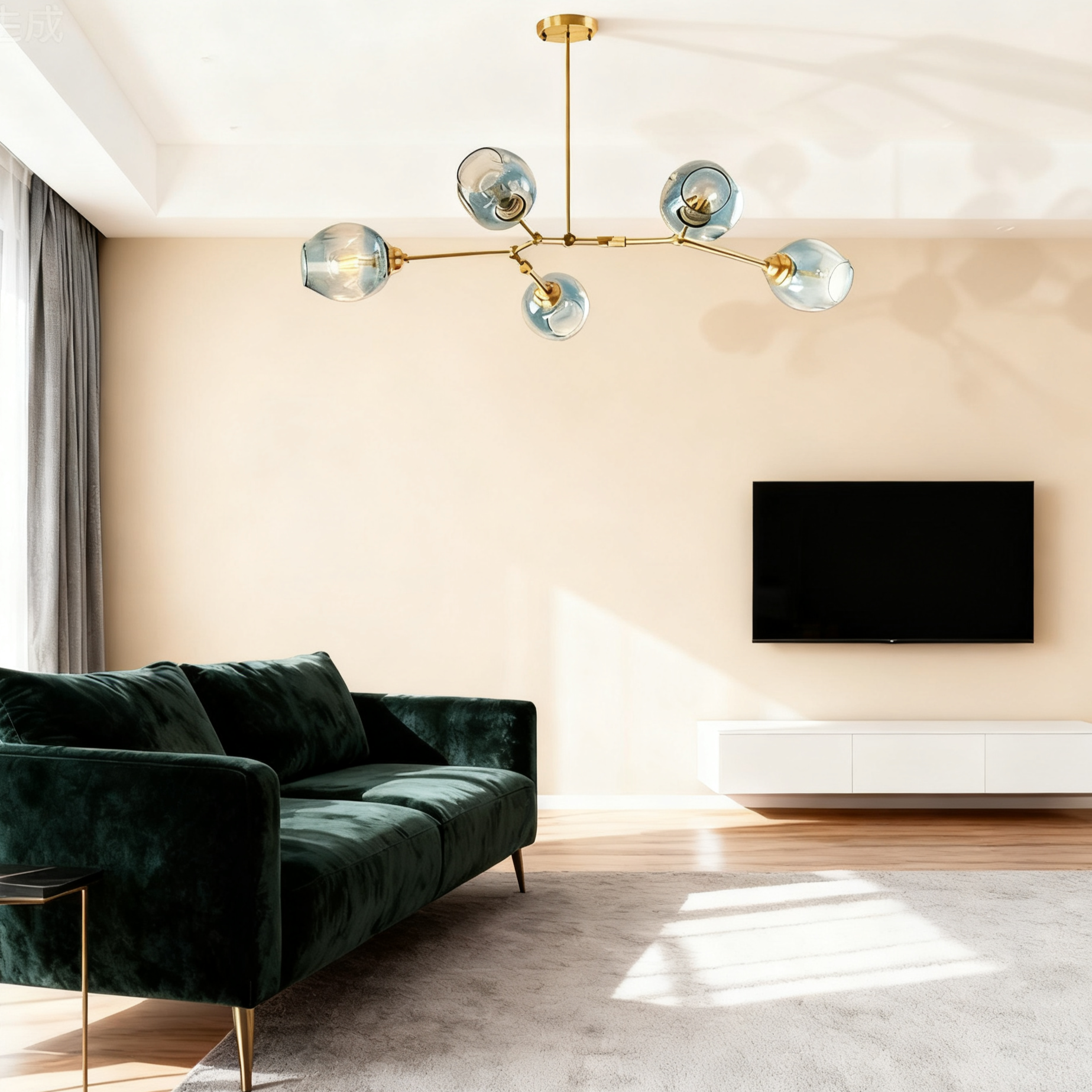 Scandinavian Smoked Glass Rotatable Chandelier