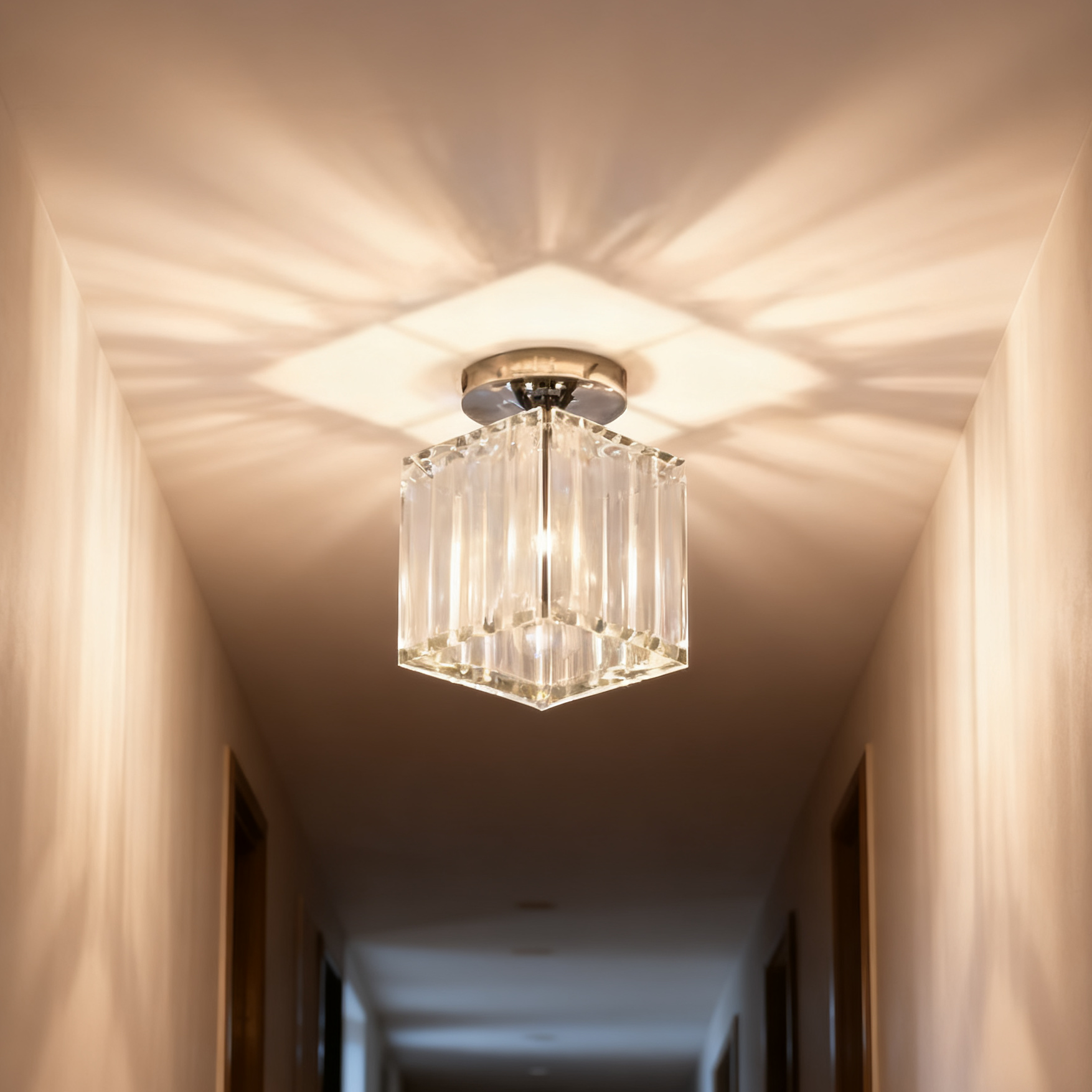 Modern Crystal Flush Mount Ceiling Light for Hallway
