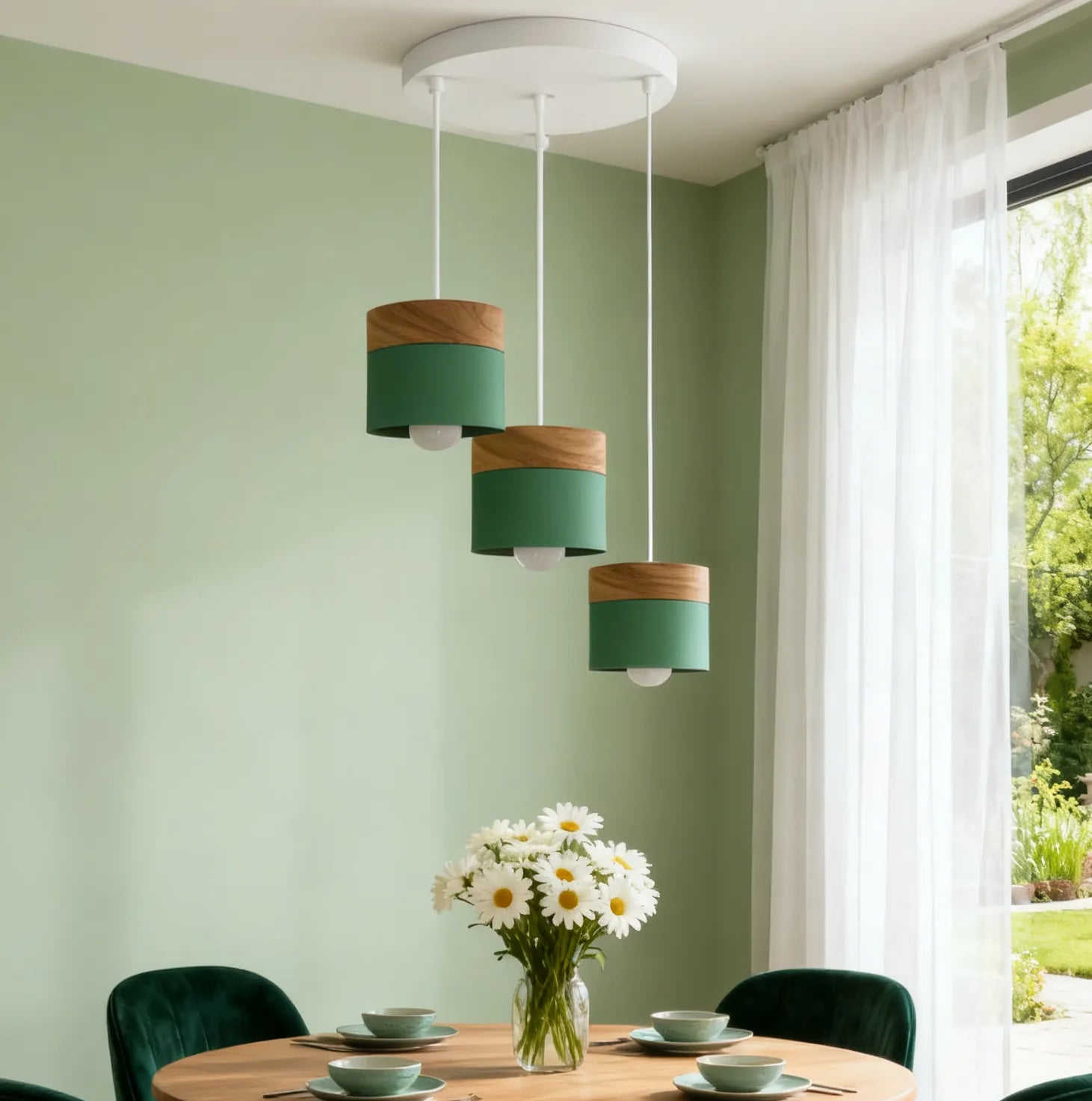Nordic Macaron Wood Pendant Light for Dining Room