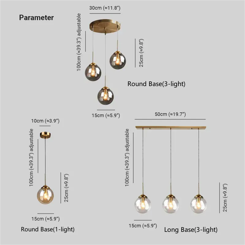Nordic Globe Glass Pendant Light for Dining Room