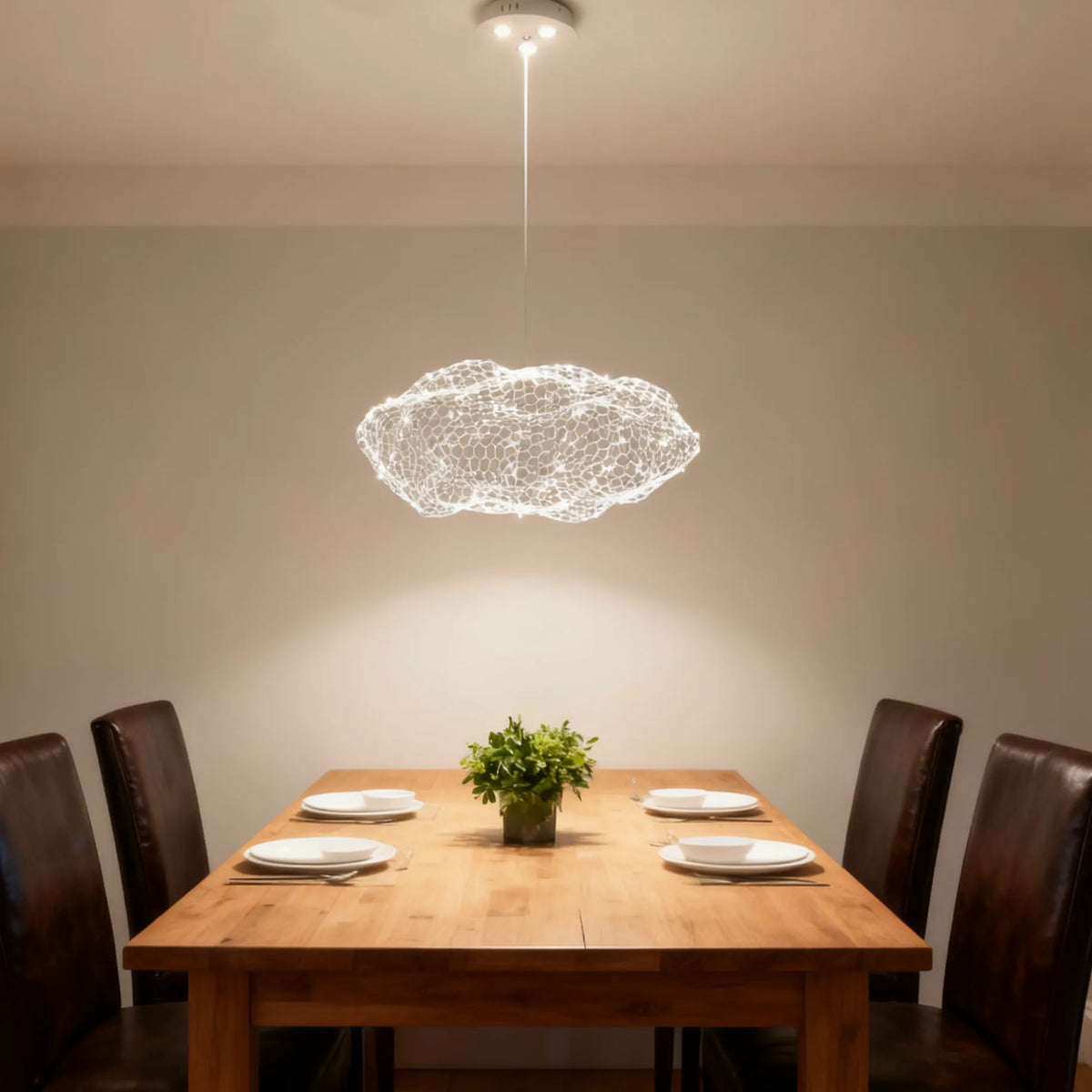 Modern Energy-saving Cloud Pendant Light With Wire Mesh
