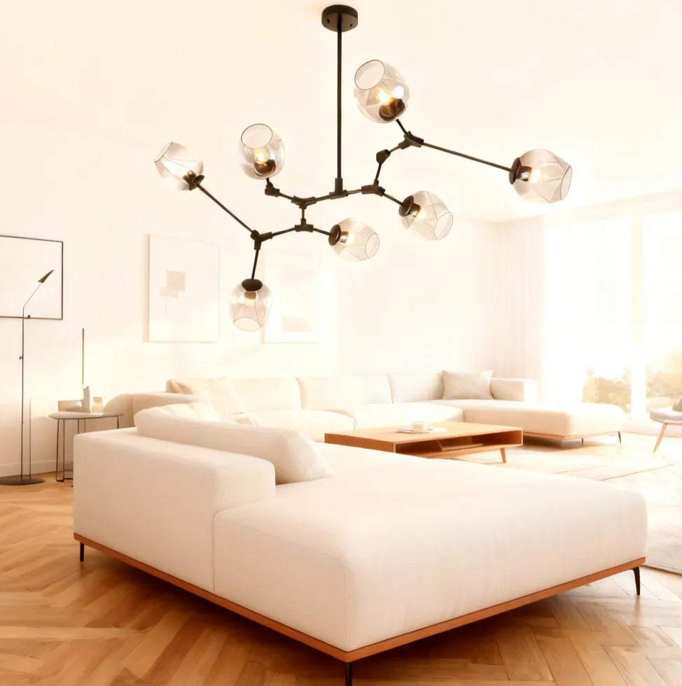 Scandinavian Smoked Glass Rotatable Chandelier