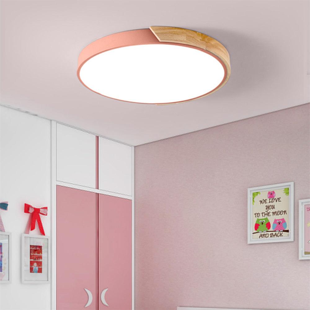 Nordic Pastel Wood LED Light Fixture for Ceiling