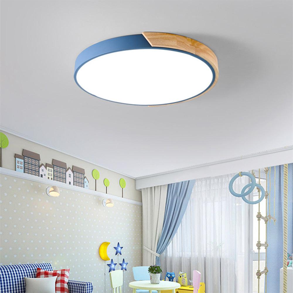 Nordic Pastel Wood LED Light Fixture for Ceiling