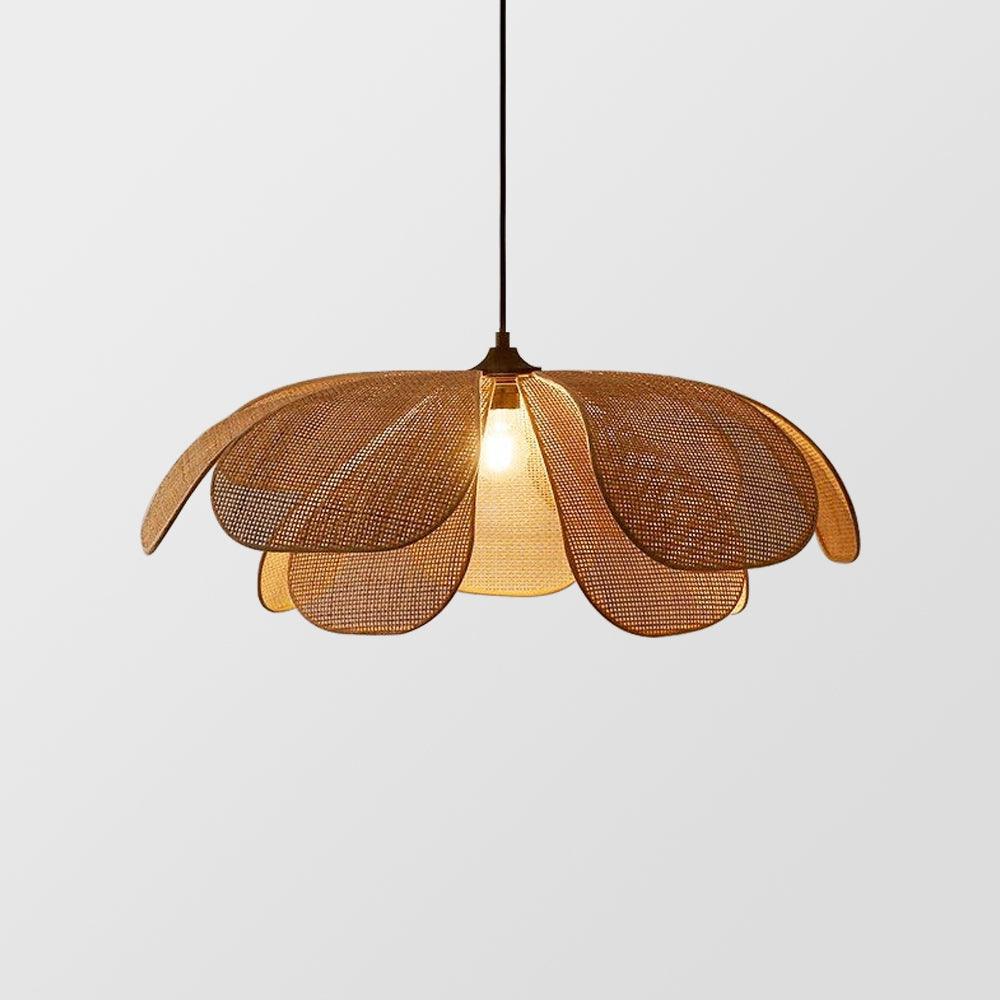 Handcrafted Rattan Petal Pendant Light for Dining Room