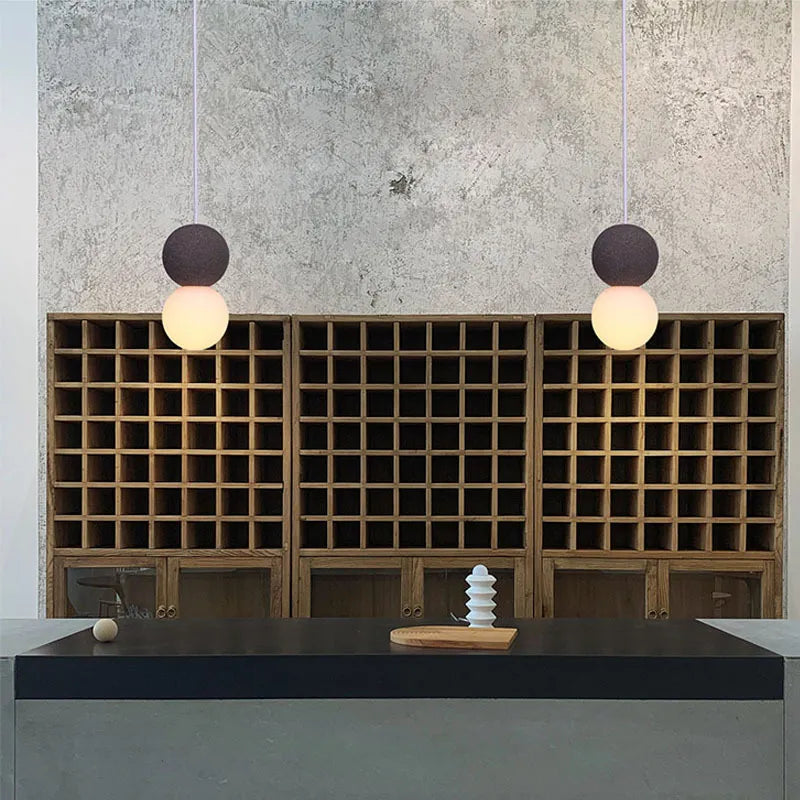Nordic Double Globe Terrazzo Bedside Pendant Lighting