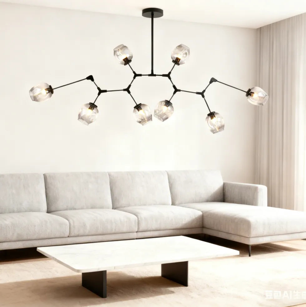 Scandinavian Smoked Glass Rotatable Chandelier