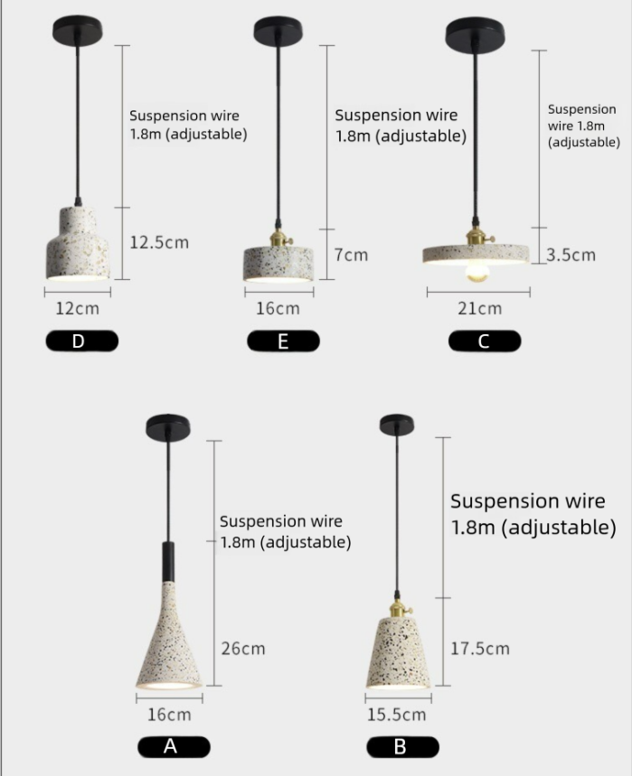 Terrazzo-style Speckled Texture Pendant Light
