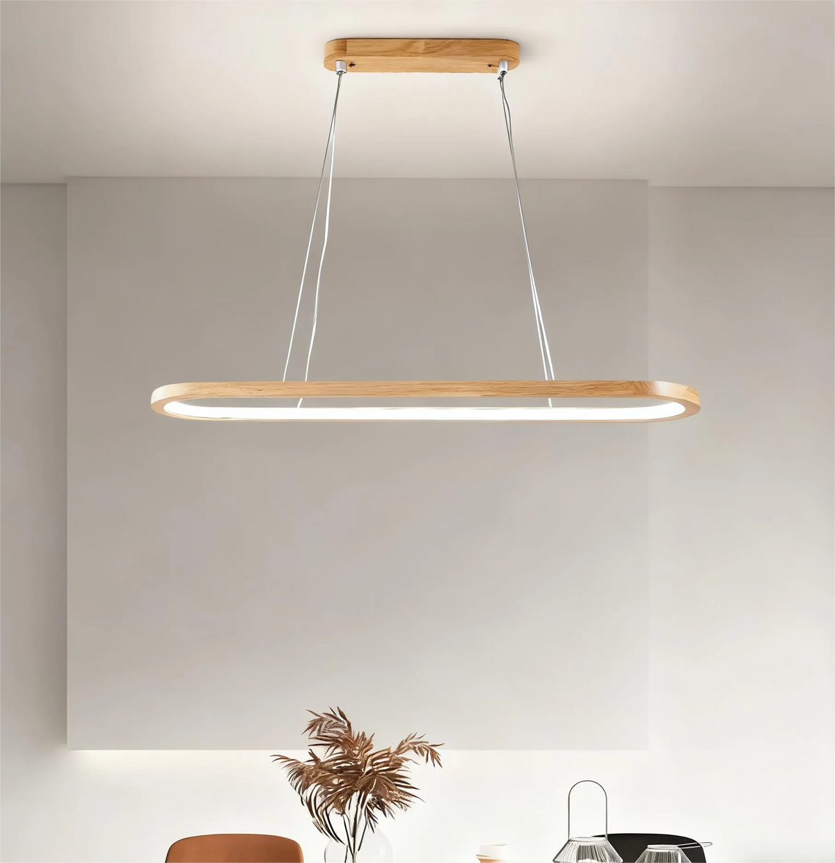 Minimalist Oval Wooden Pendant Lighting for Dining Room