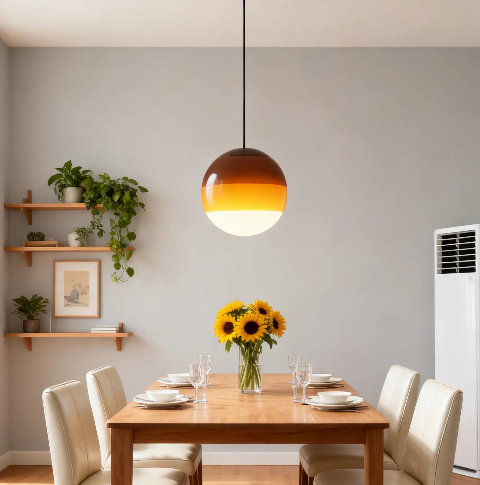 Colour Gradient spherical Glass Pendant Light for Restaurant