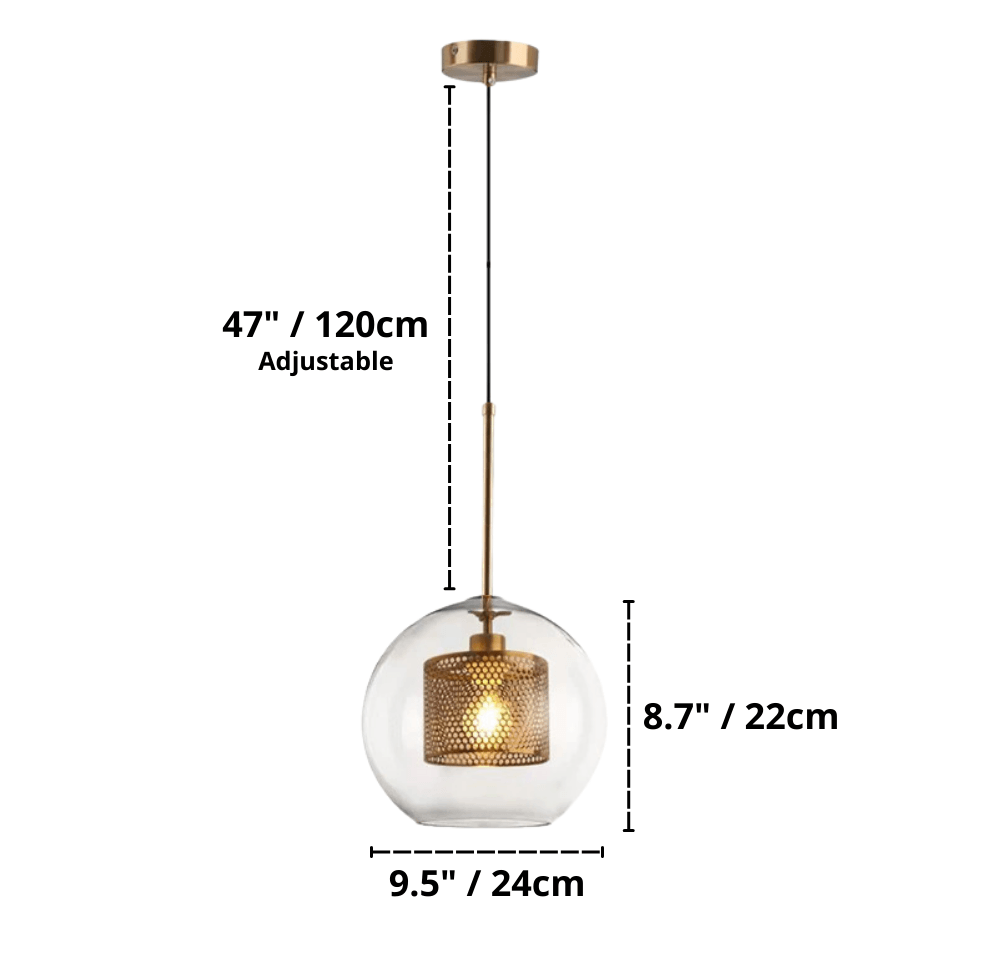 Industrial Glass Light Pendants with Round Spheres