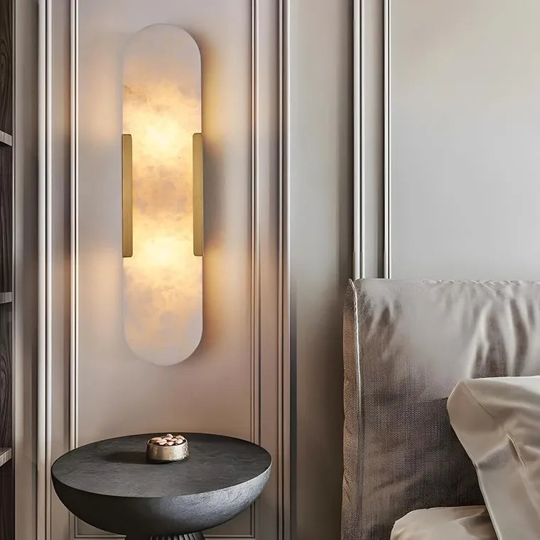 Sleek Marble Brass Bedside Wall Light