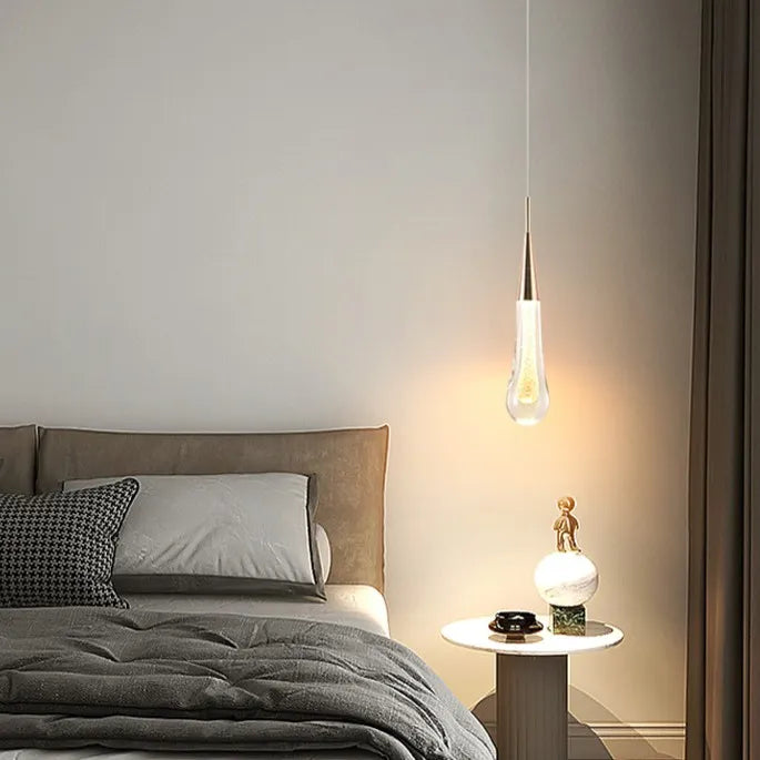 Luxury Crystal Waterdrop Bedside Pendant Light
