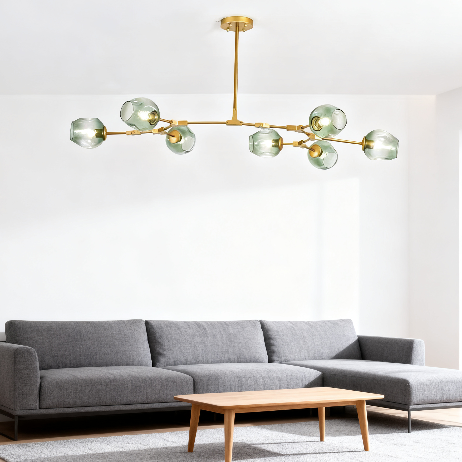 Scandinavian Smoked Glass Rotatable Chandelier