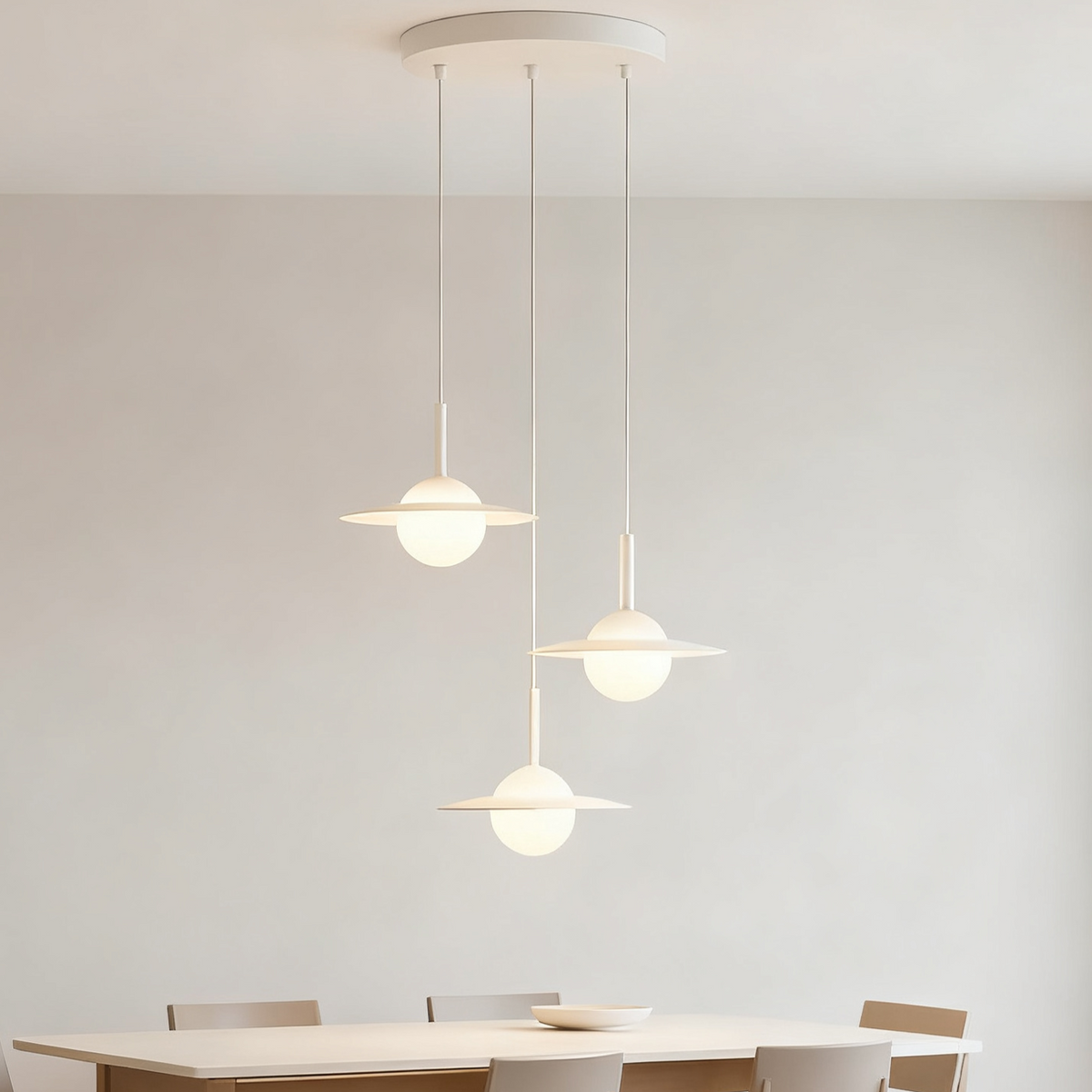 Modern Saturn 3-Light Glass Pendant Light for Dining Room