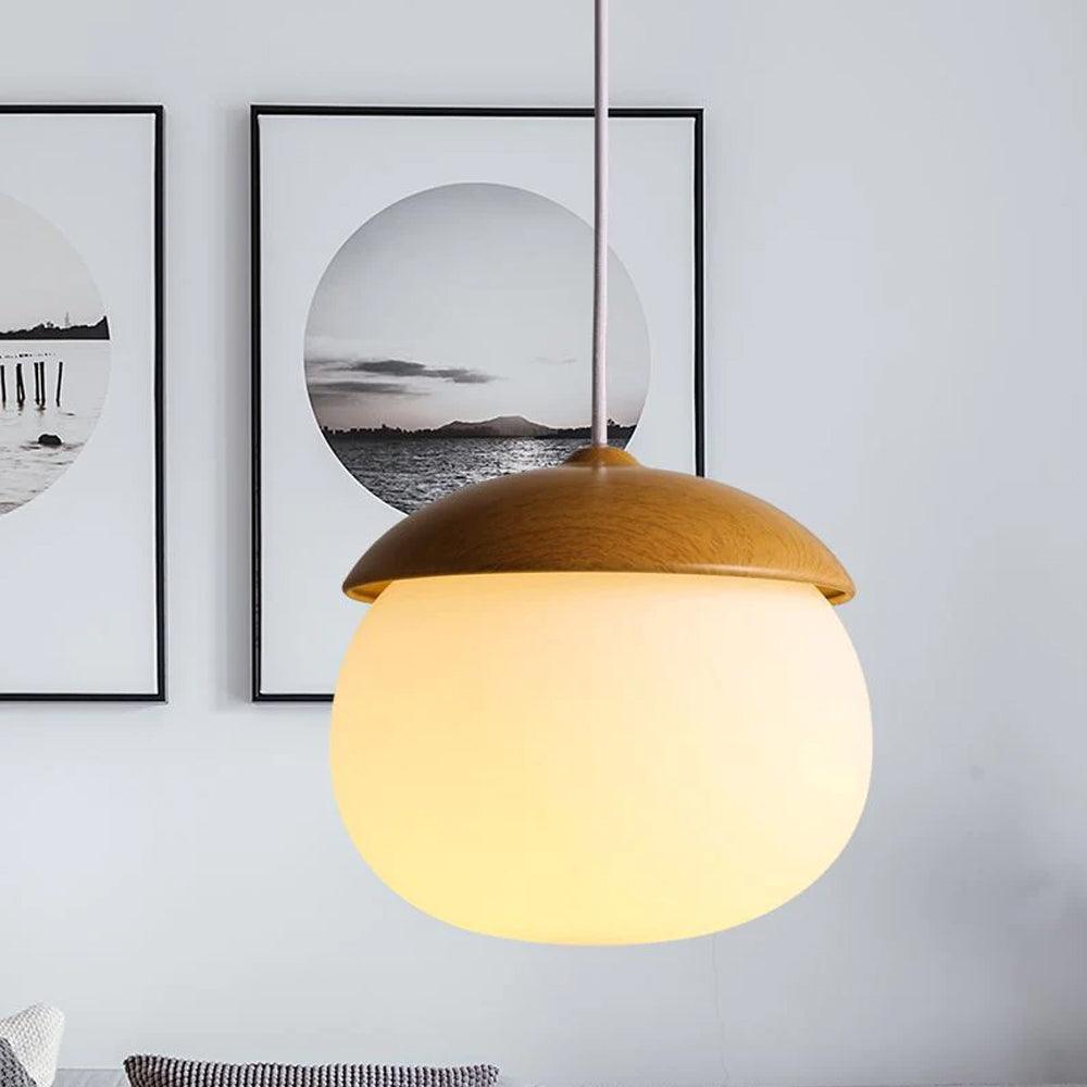 Rustic Wood Pendant Light with Nut Shape