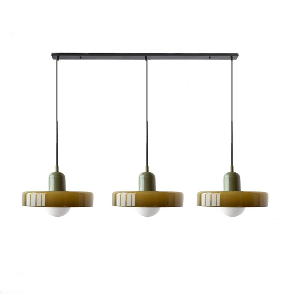 3 Green Modern Glass Dining Room Pendant Light