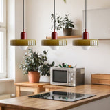 3 Green Modern Glass Dining Room Pendant Light