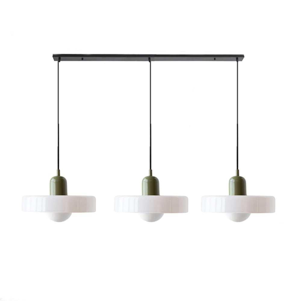 3 Green Modern Glass Dining Room Pendant Light