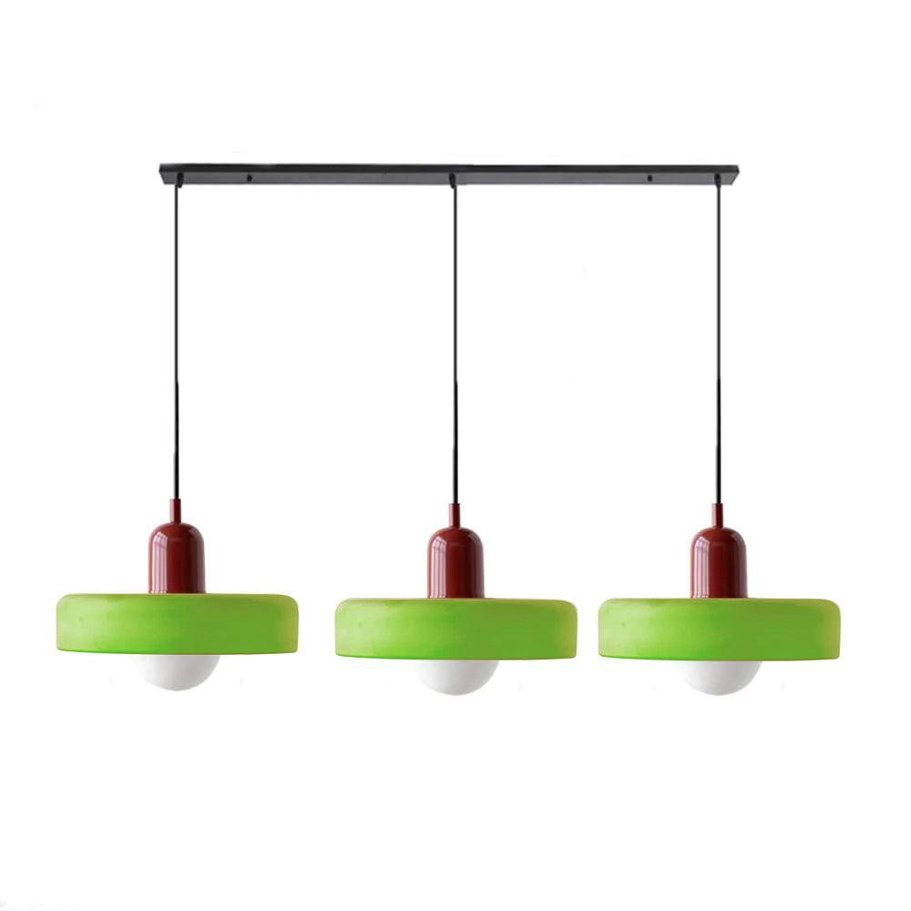 3 Green Modern Glass Dining Room Pendant Light