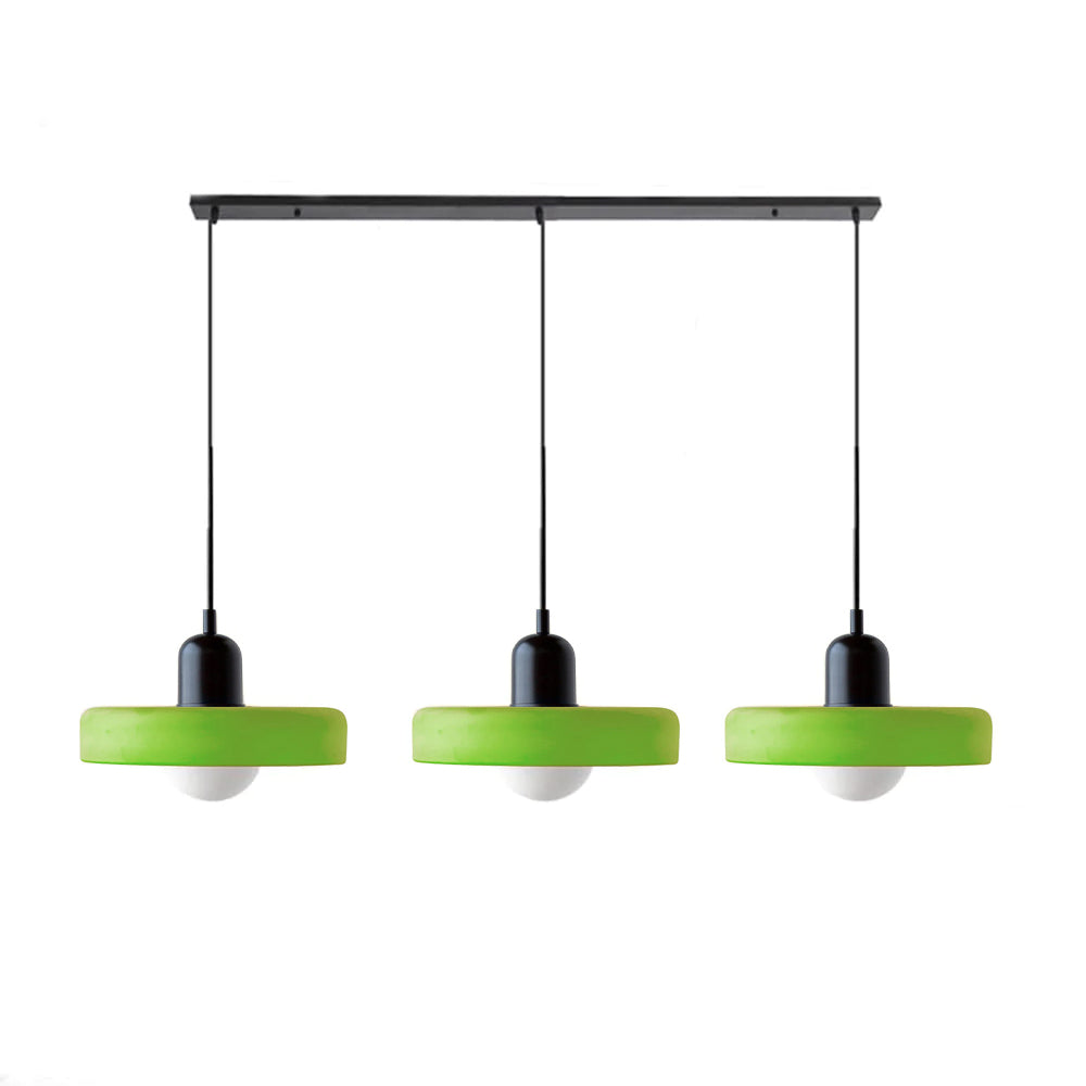 3 Green Modern Glass Dining Room Pendant Light