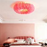 Natural Feathered Ceiling Light for Bedroom