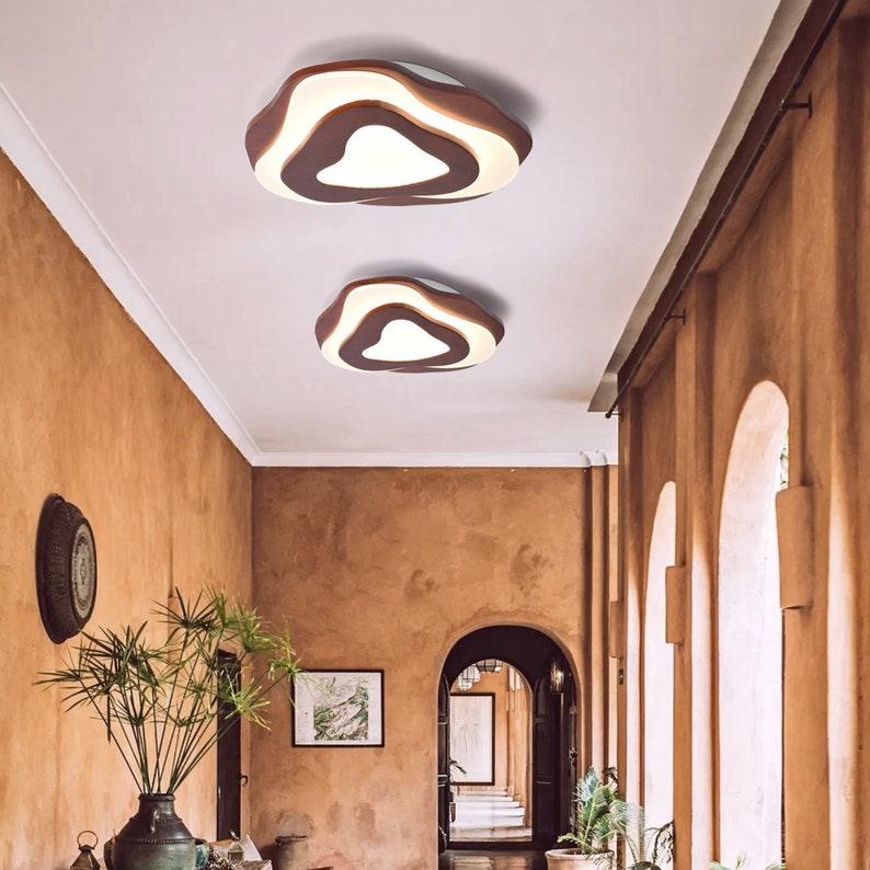 Contemporary Chinese Wooden Ceiling Lights for Living Room