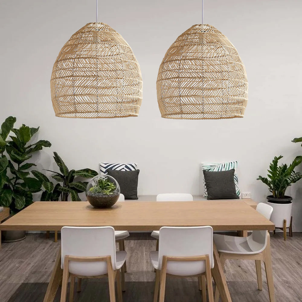 Boho  DIY Natural Rattan Pendant Lamp Shades