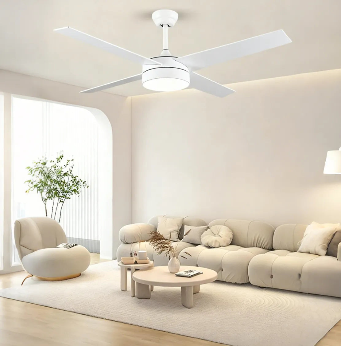 Industrial Matte Black Silent Ceiling Fan with Light