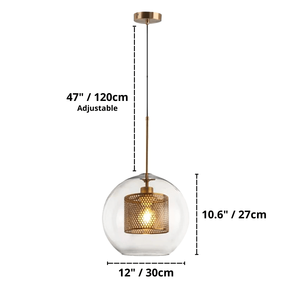 Industrial Glass Light Pendants with Round Spheres