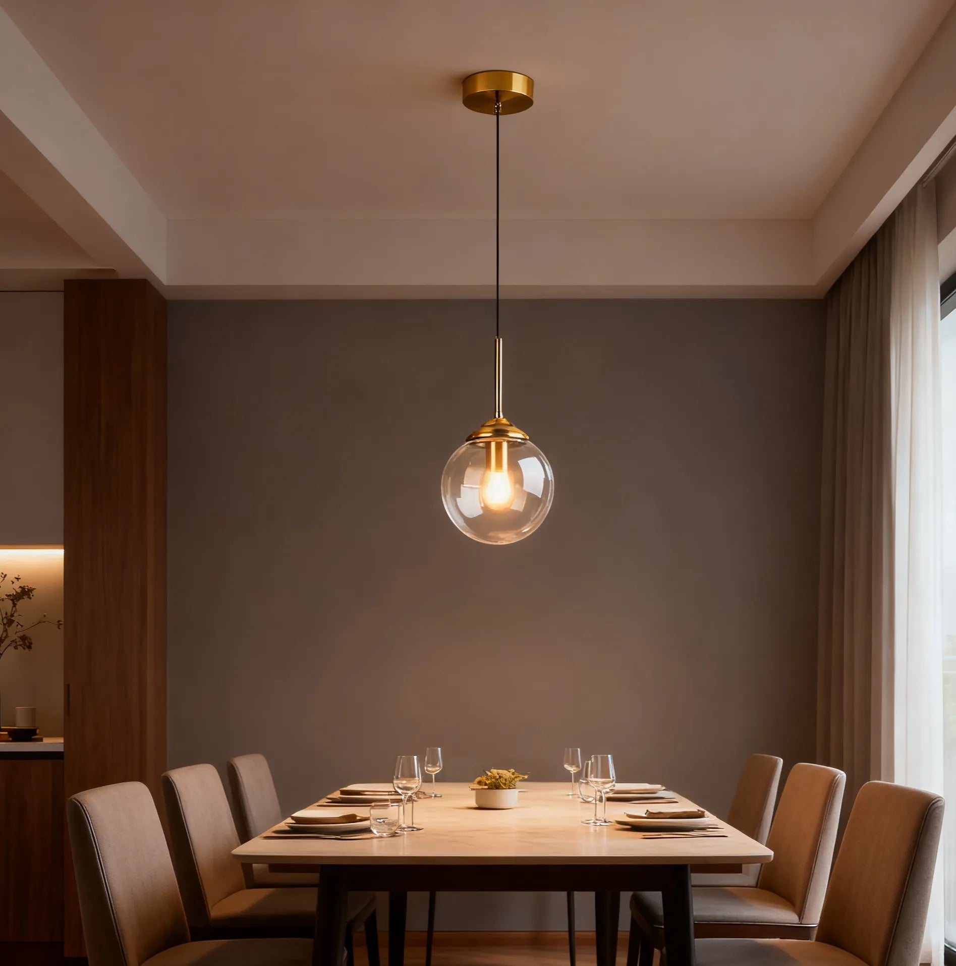 Nordic Globe Glass Pendant Light for Dining Room