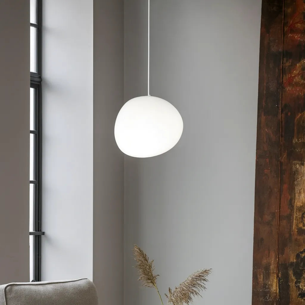 Decorative Pebble White Glass Pendant Light for Stairwell