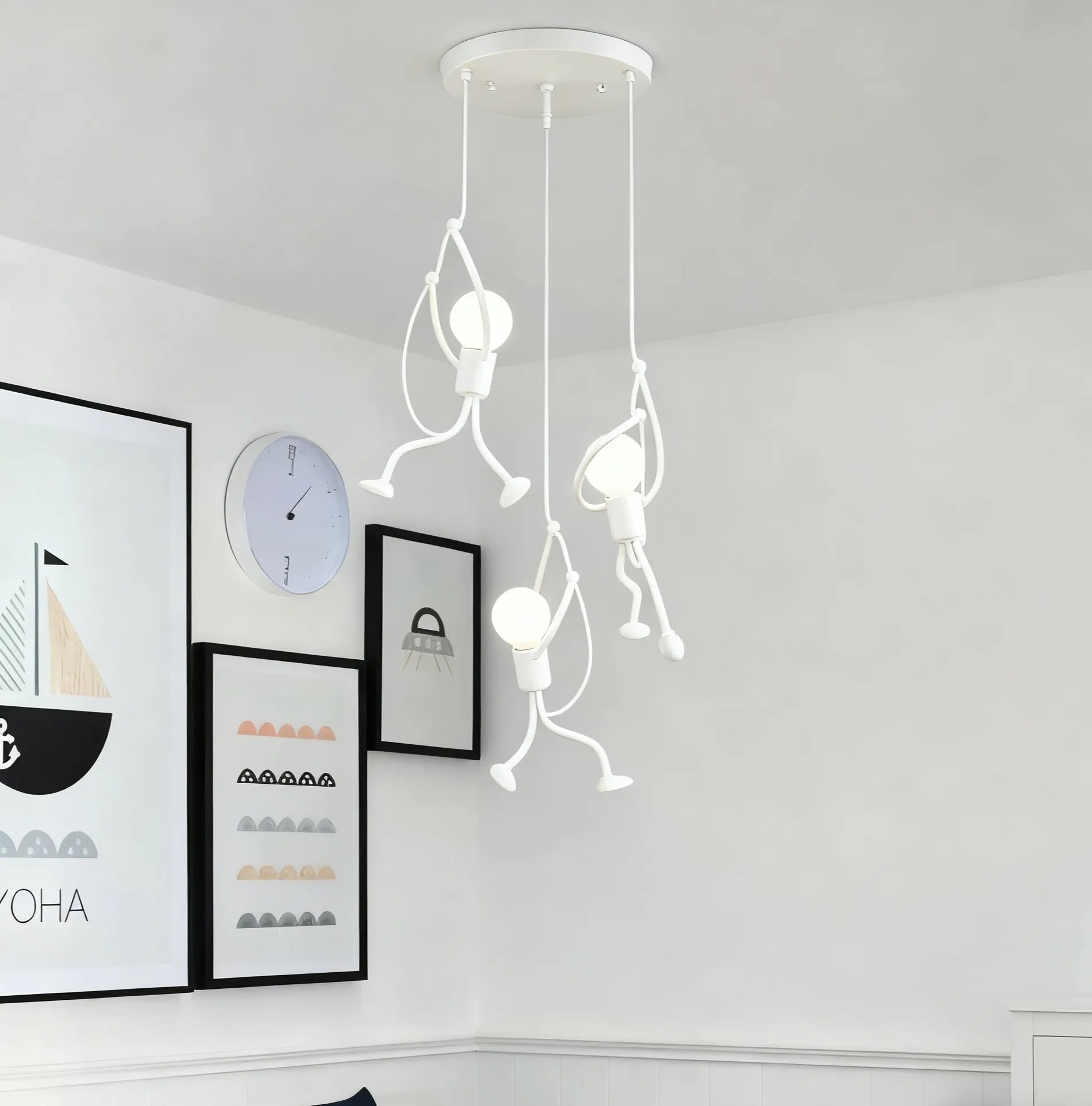 Creative Small Iron Figure Bedside Pendant Light