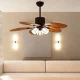 Silent Palm Leaf Ceiling Light for Living Room With Fan