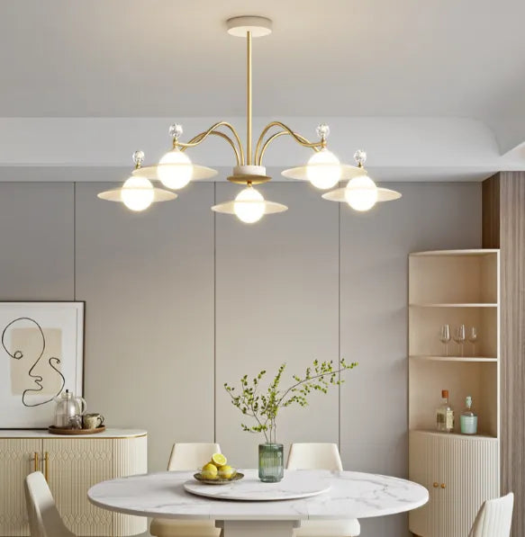 Luxury Glass Gold Chandelier for Living Room with Three Light Modes