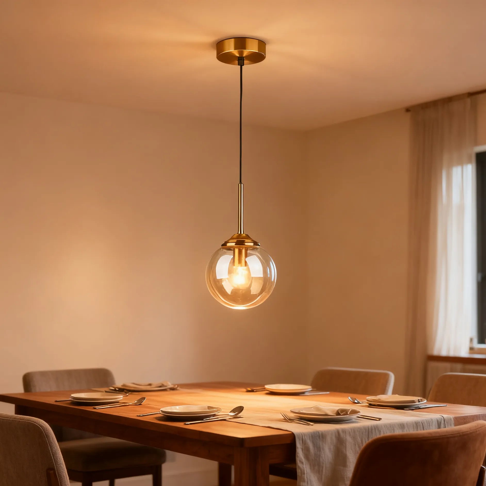 Nordic Globe Glass Pendant Light for Dining Room