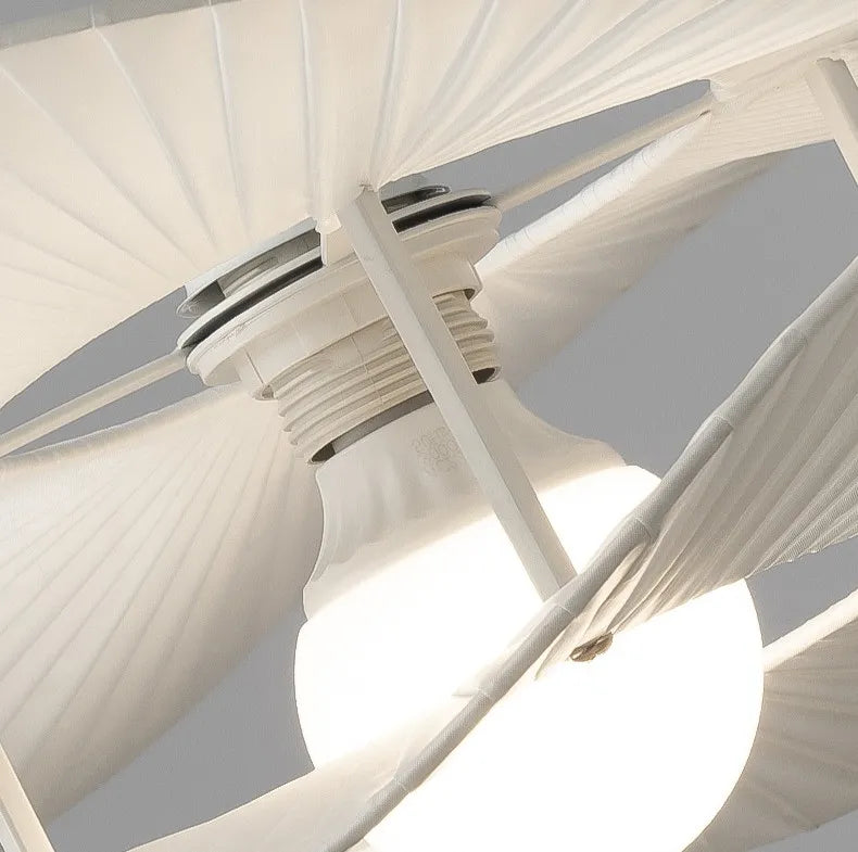 White Lotus Leaf Fabric Pendant Light for Dining Room