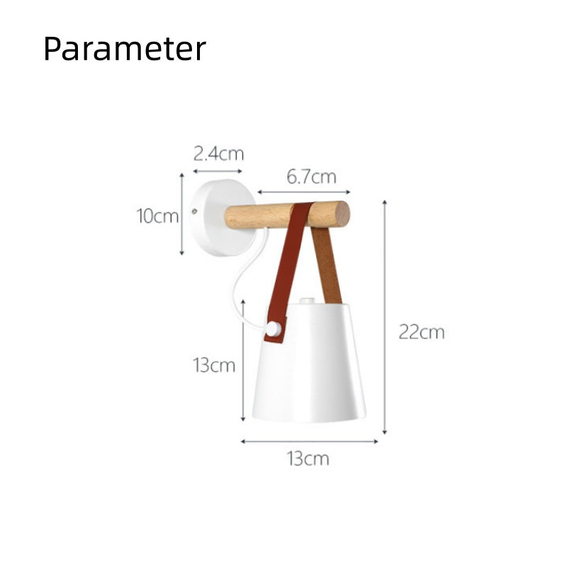 Simple Leather Strap Iron Bedside Wall Light