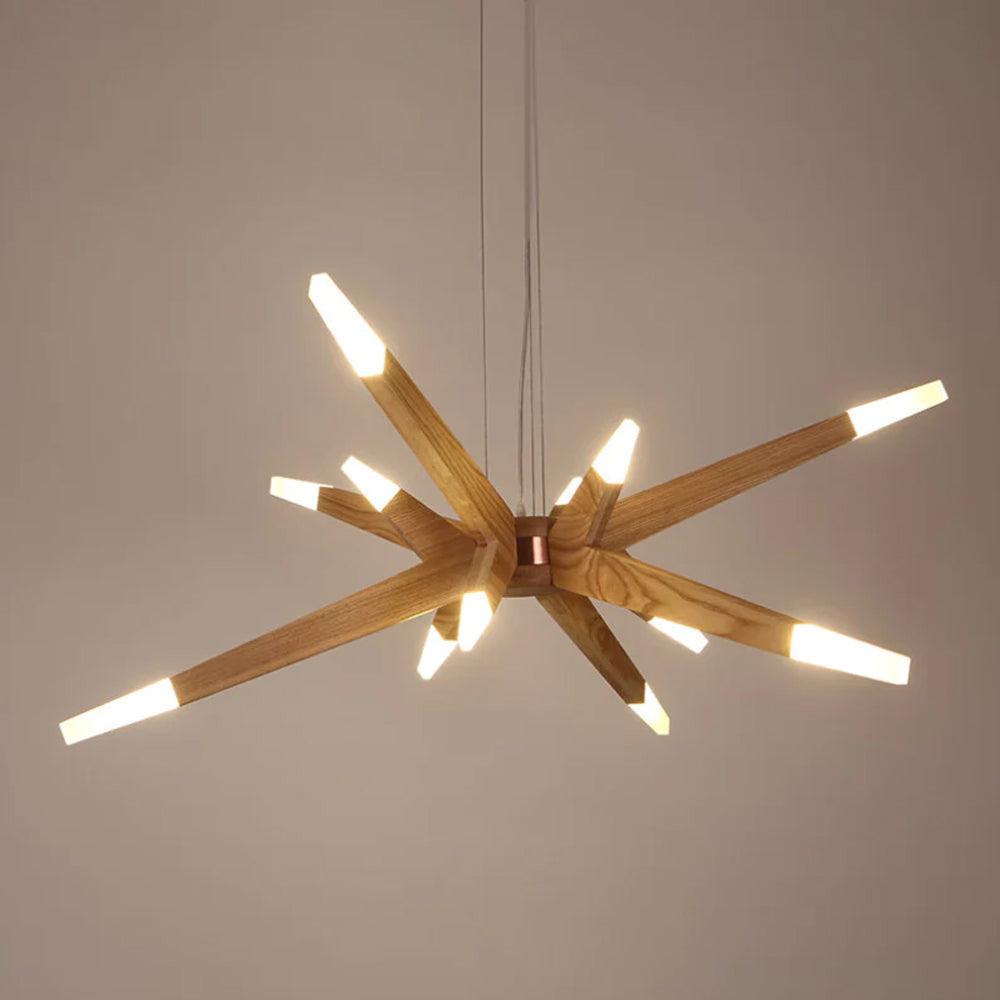 Asymmetrical Wooden Pendant Lights for Dining Table