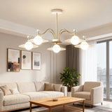 Luxury Glass Gold Chandelier for Living Room with Three Light Modes