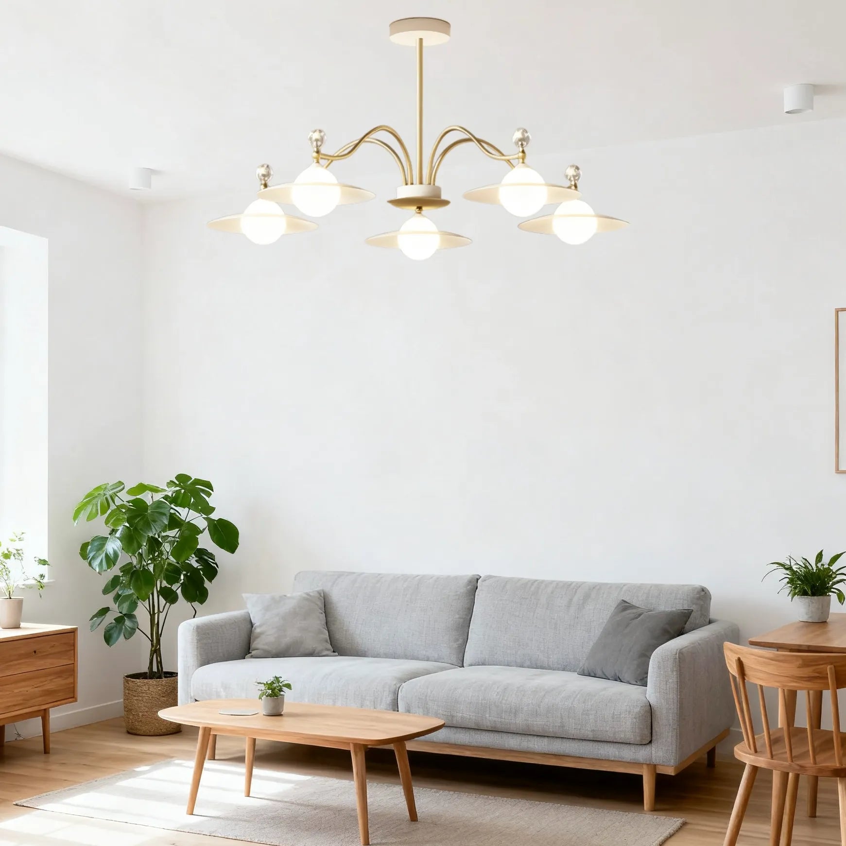 Luxury Glass Gold Chandelier for Living Room with Three Light Modes