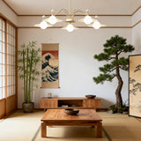 Luxury Glass Gold Chandelier for Living Room with Three Light Modes