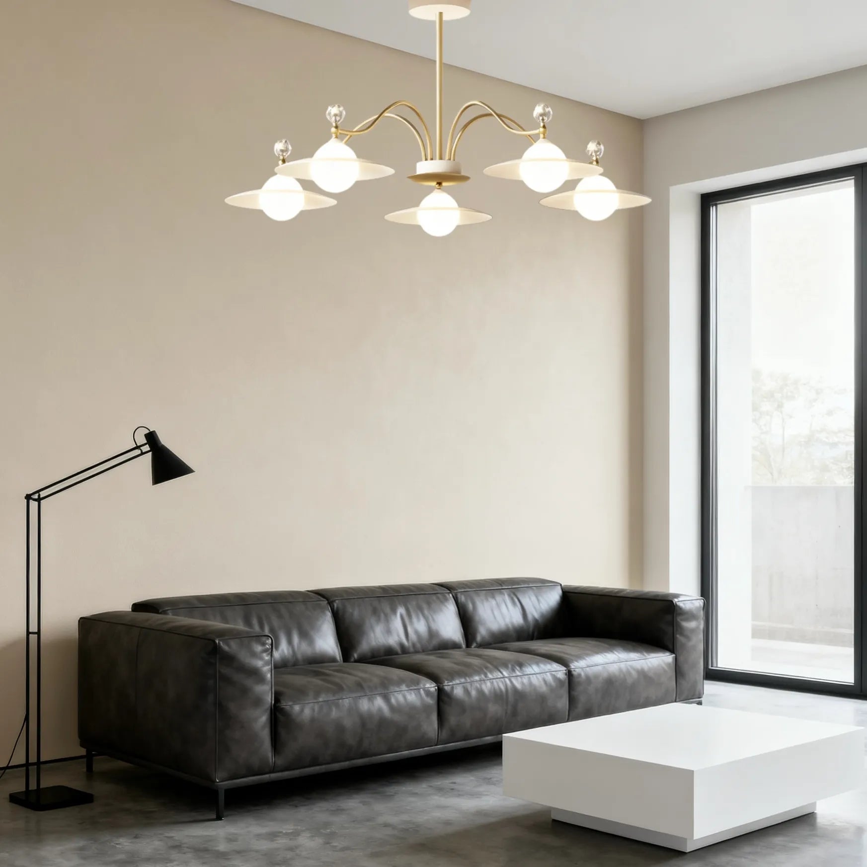 Luxury Glass Gold Chandelier for Living Room with Three Light Modes
