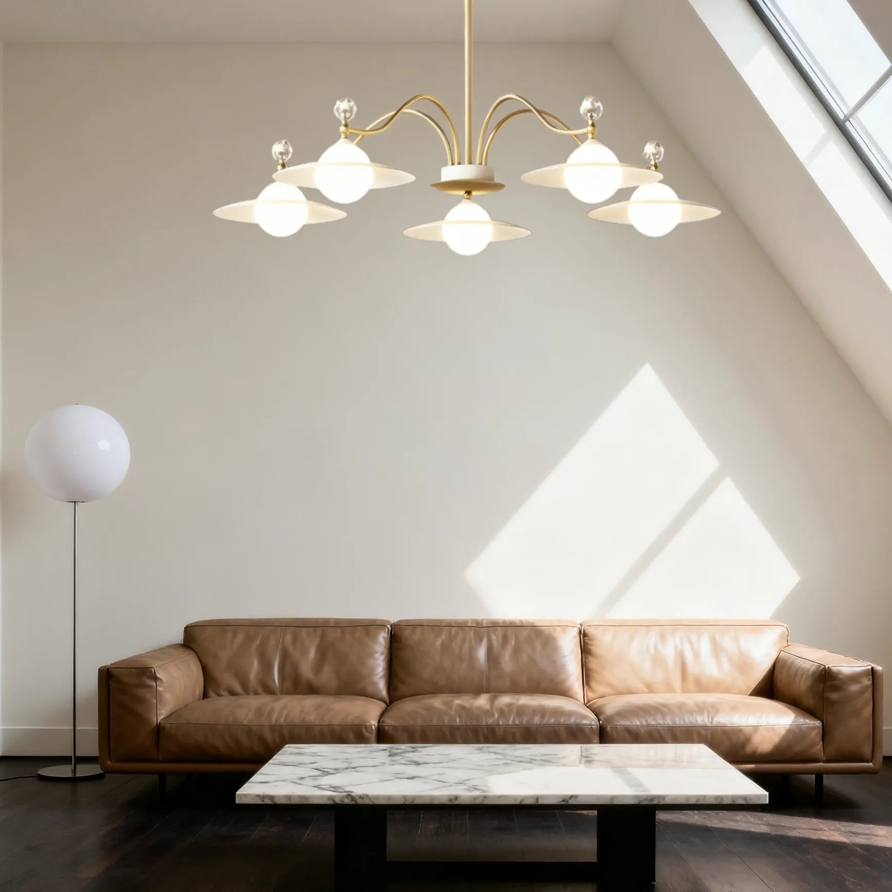 Luxury Glass Gold Chandelier for Living Room with Three Light Modes