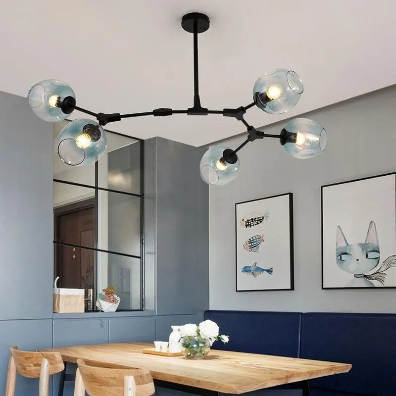 Scandinavian Smoked Glass Rotatable Chandelier