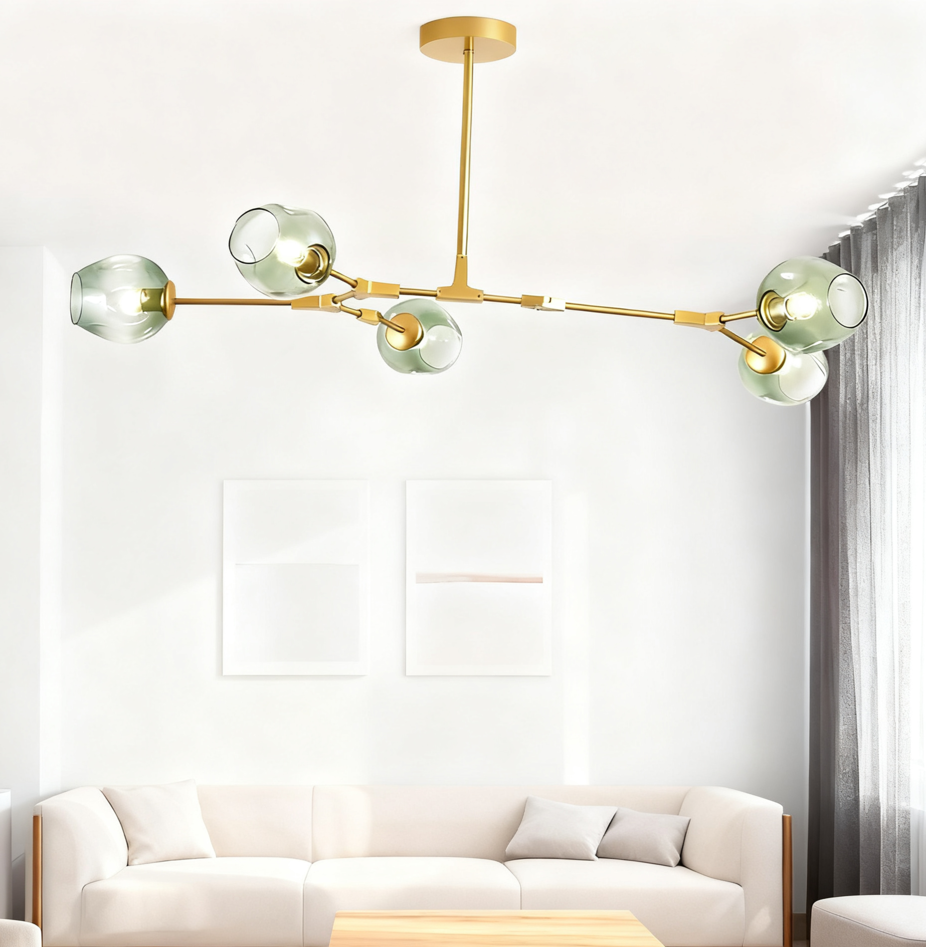 Scandinavian Smoked Glass Rotatable Chandelier
