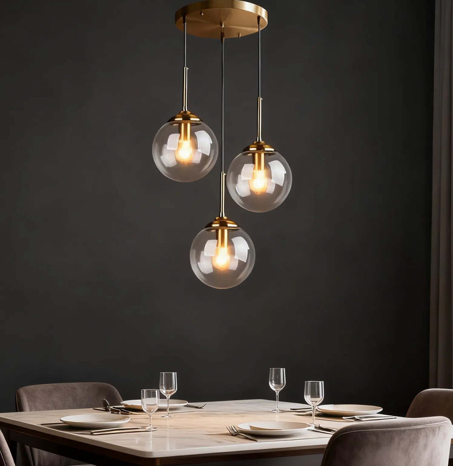 Nordic Globe Glass Pendant Light for Dining Room