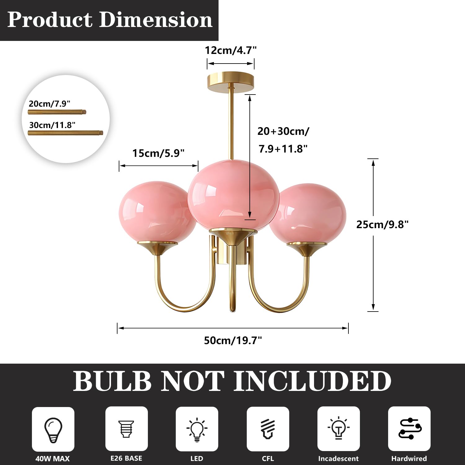 Bubble Pink Glass Ball Chandelier