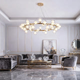 Scandinavian Gold Ring Chandelier with Glass Bubble Balls