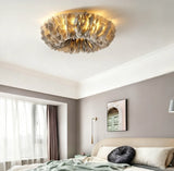Natural Feathered Ceiling Light for Bedroom